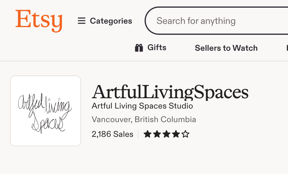 Artful Living Spaces Etsy shop